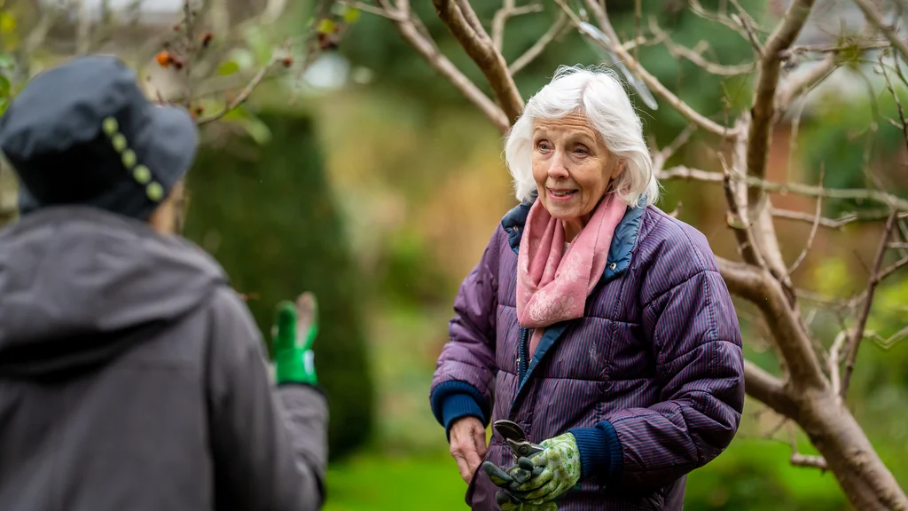 Older woman gardening