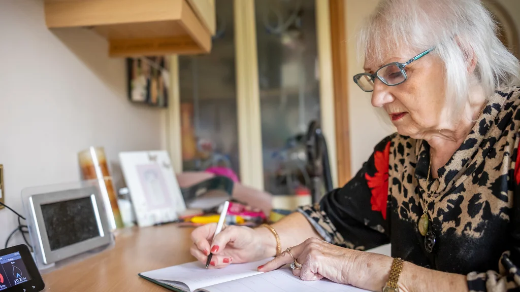 A woman writing