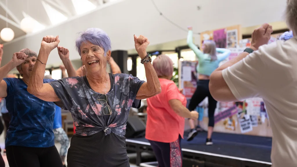 Woman dancing in an exercise class